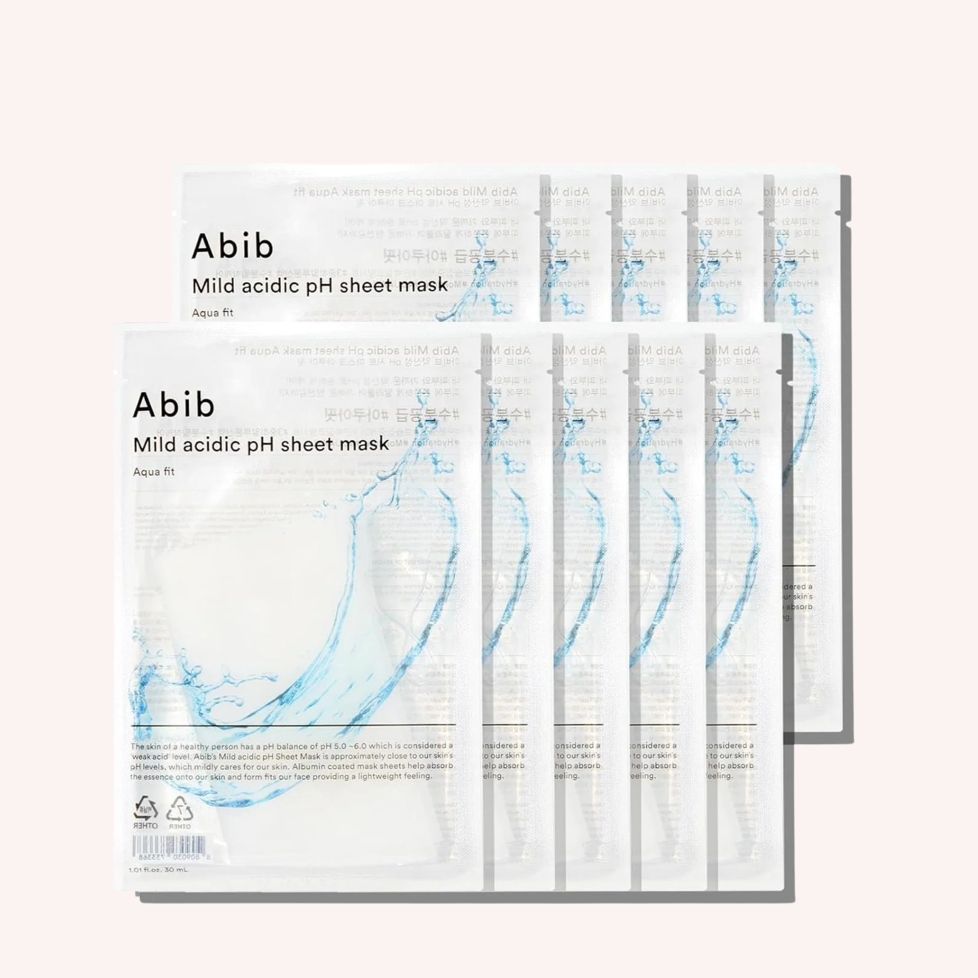 Abib Mild Acidic pH Sheet Mask Aqua Fit – Deep Hydration & Skin Balancing – 30ml x 10 sheets