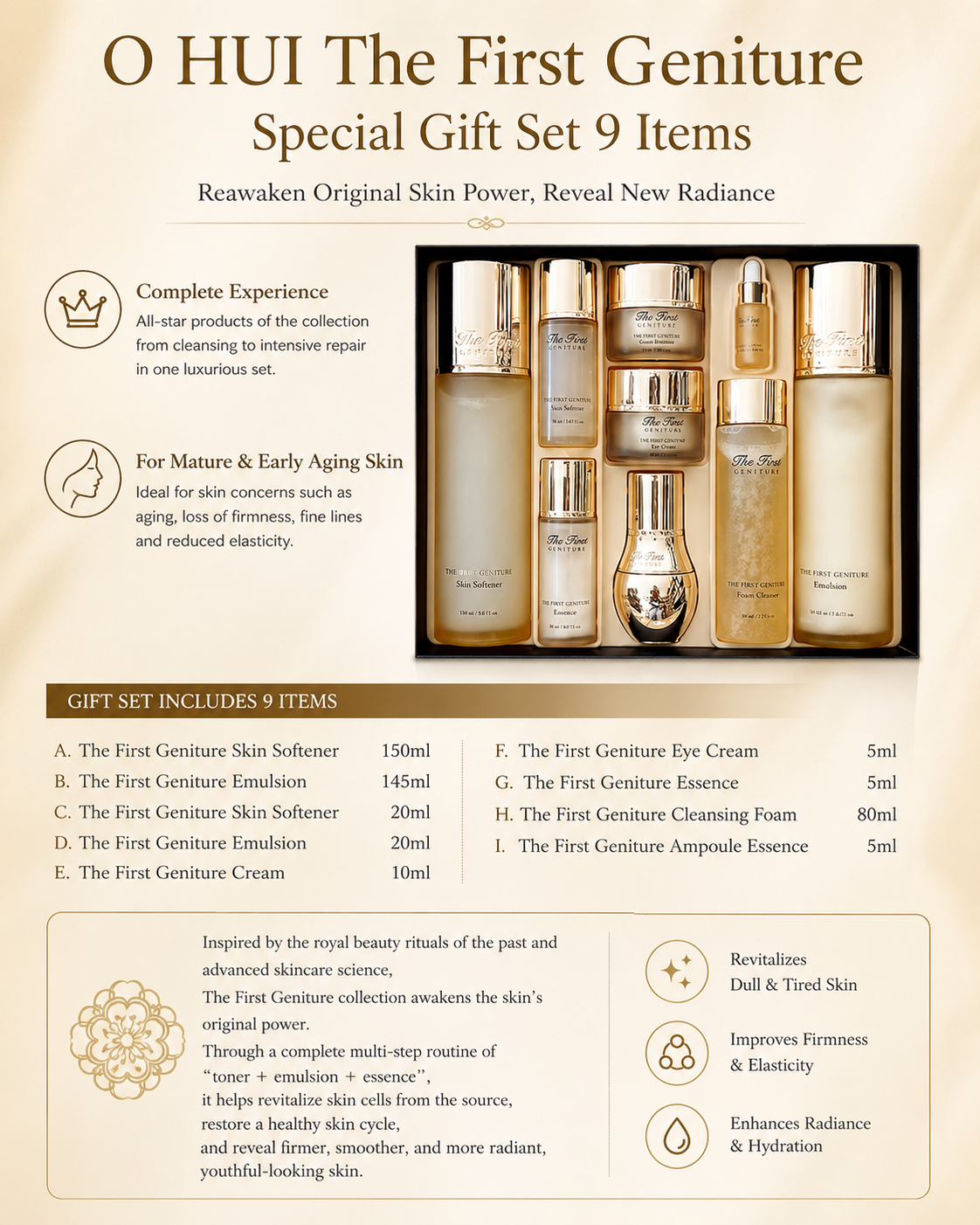 O HUI The First Geniture Special Gift Set 9 Items