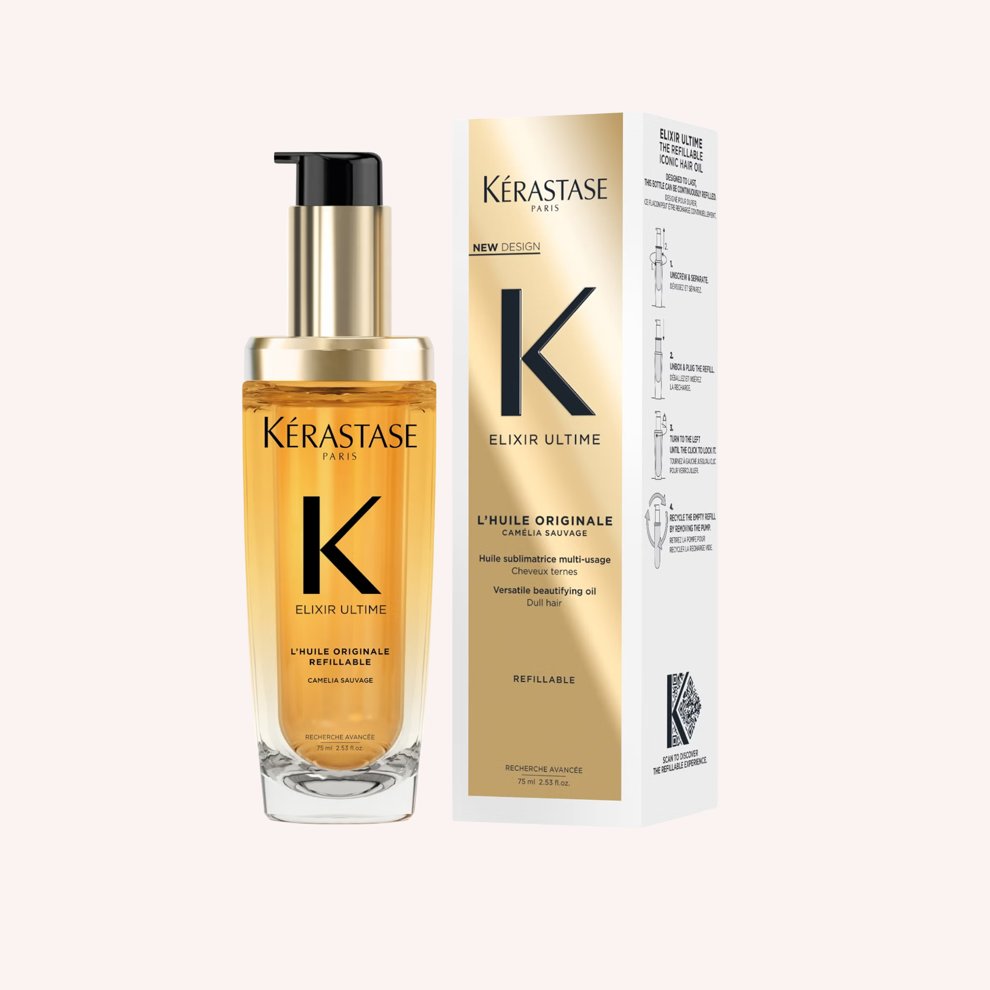 Kérastase Elixir Ultime Original Refillable Hair Oil, Argan Oil, Heat Protection 75ml