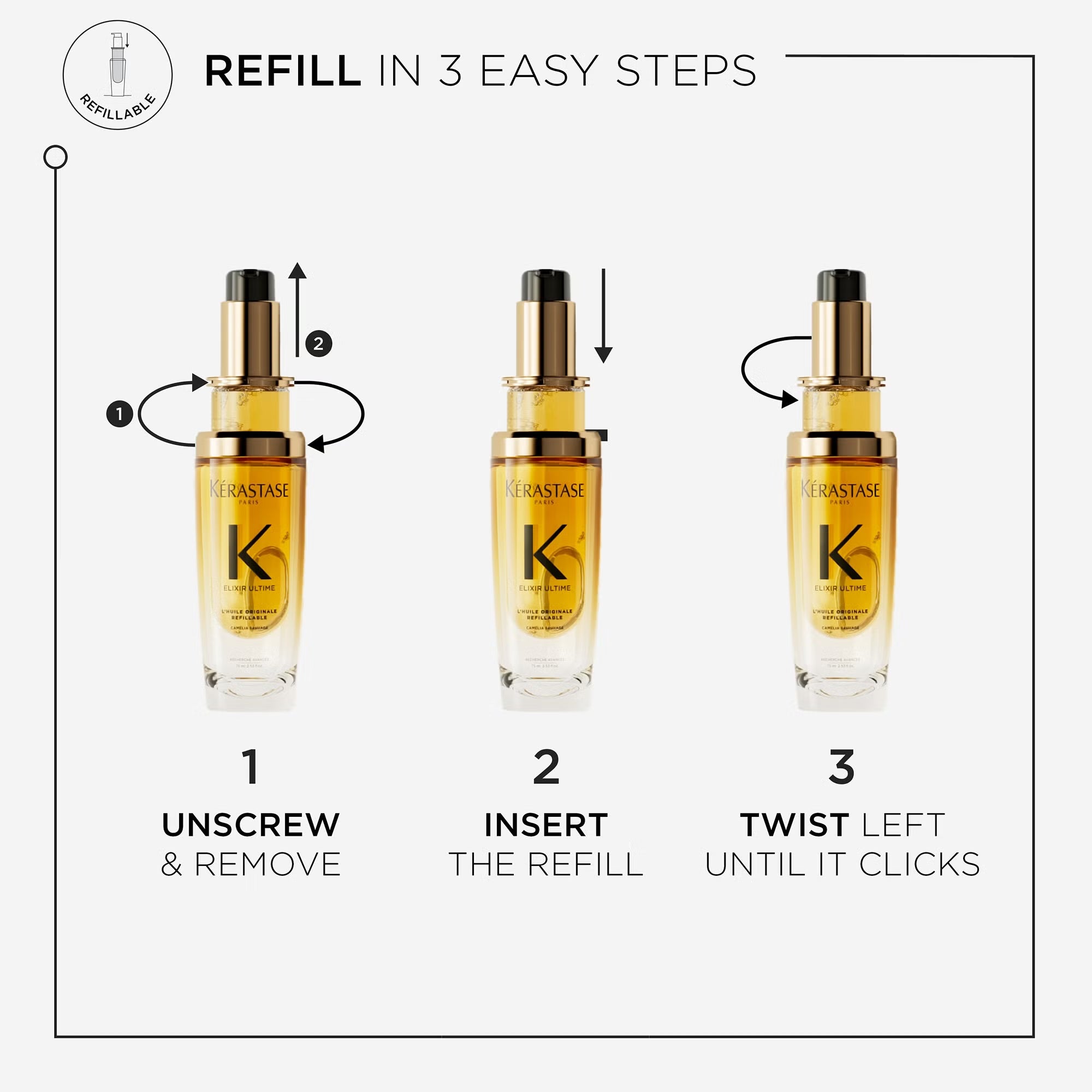 Kérastase Elixir Ultime Original Refillable Hair Oil, Argan Oil, Heat Protection 75ml