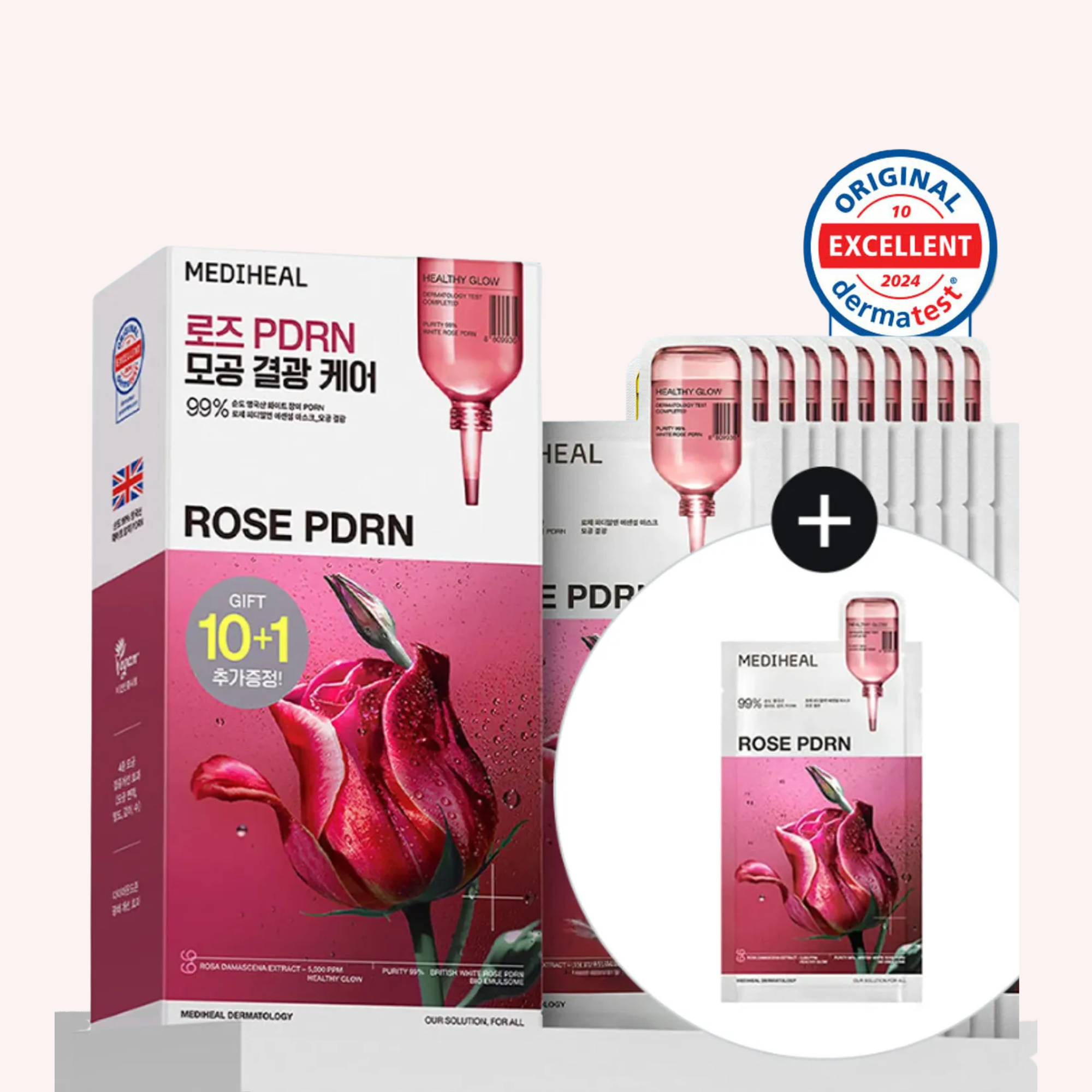 MEDIHEAL British White Rose PDRN Essential Mask Sheet Bio Emulsome 24ml × 11 sheets
