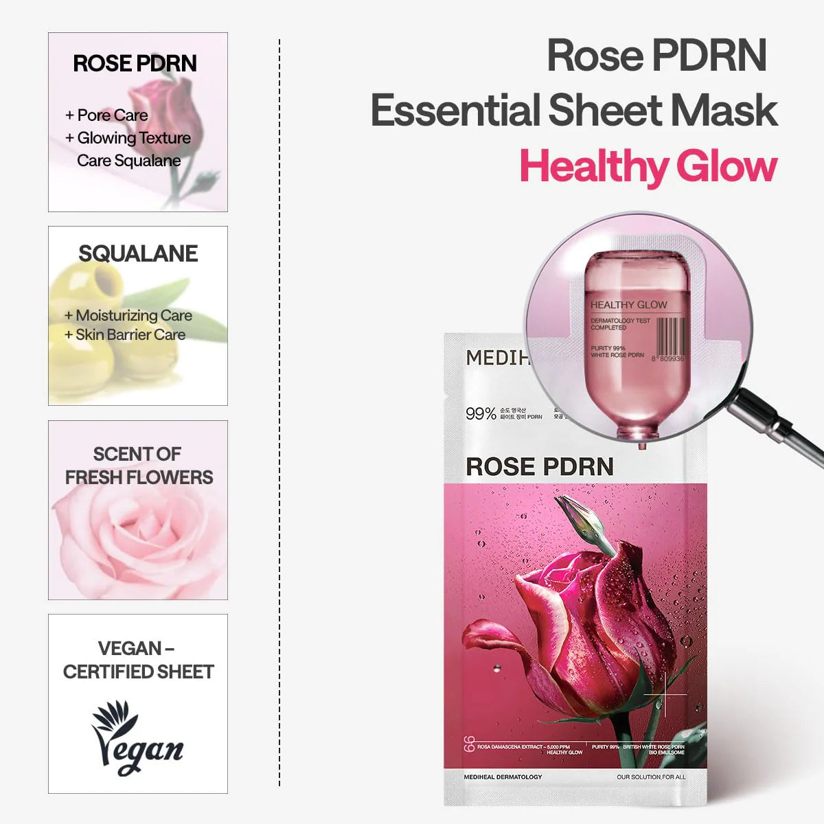 MEDIHEAL British White Rose PDRN Essential Mask Sheet Bio Emulsome 24ml × 11 sheets