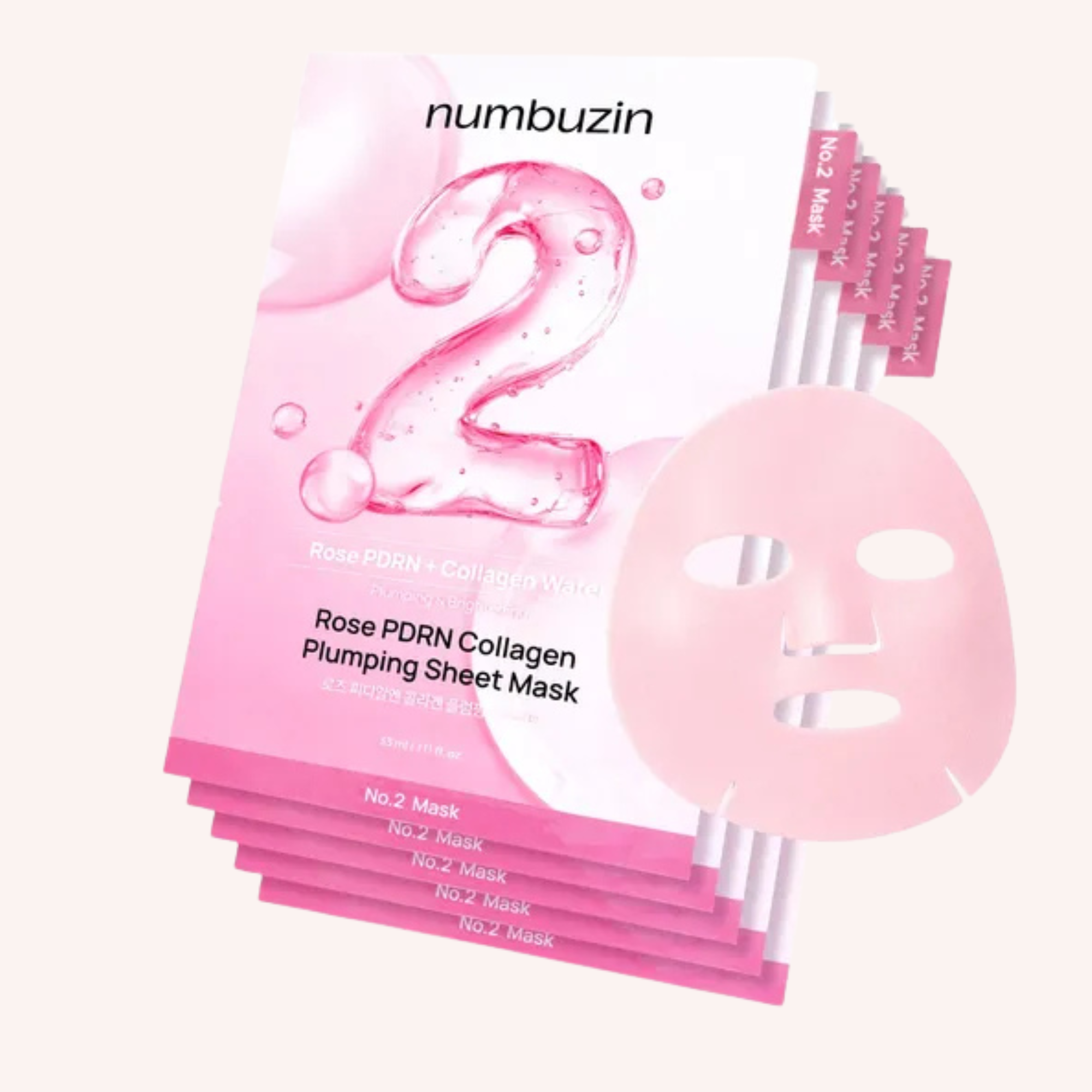 Numbuzin No.2 Water Collagen 65% Voluming Sheet Mask 27ml x 5 sheets | Firming & Hydrating Anti-Ageing Mask