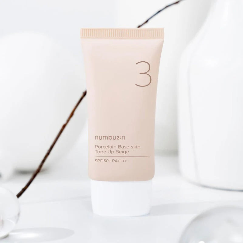 Numbuzin No.3 Porcelain Base-skip Tone Up Beige SPF50+ PA++++ – 50ml | Primer, Sunscreen & Tone-Up in One