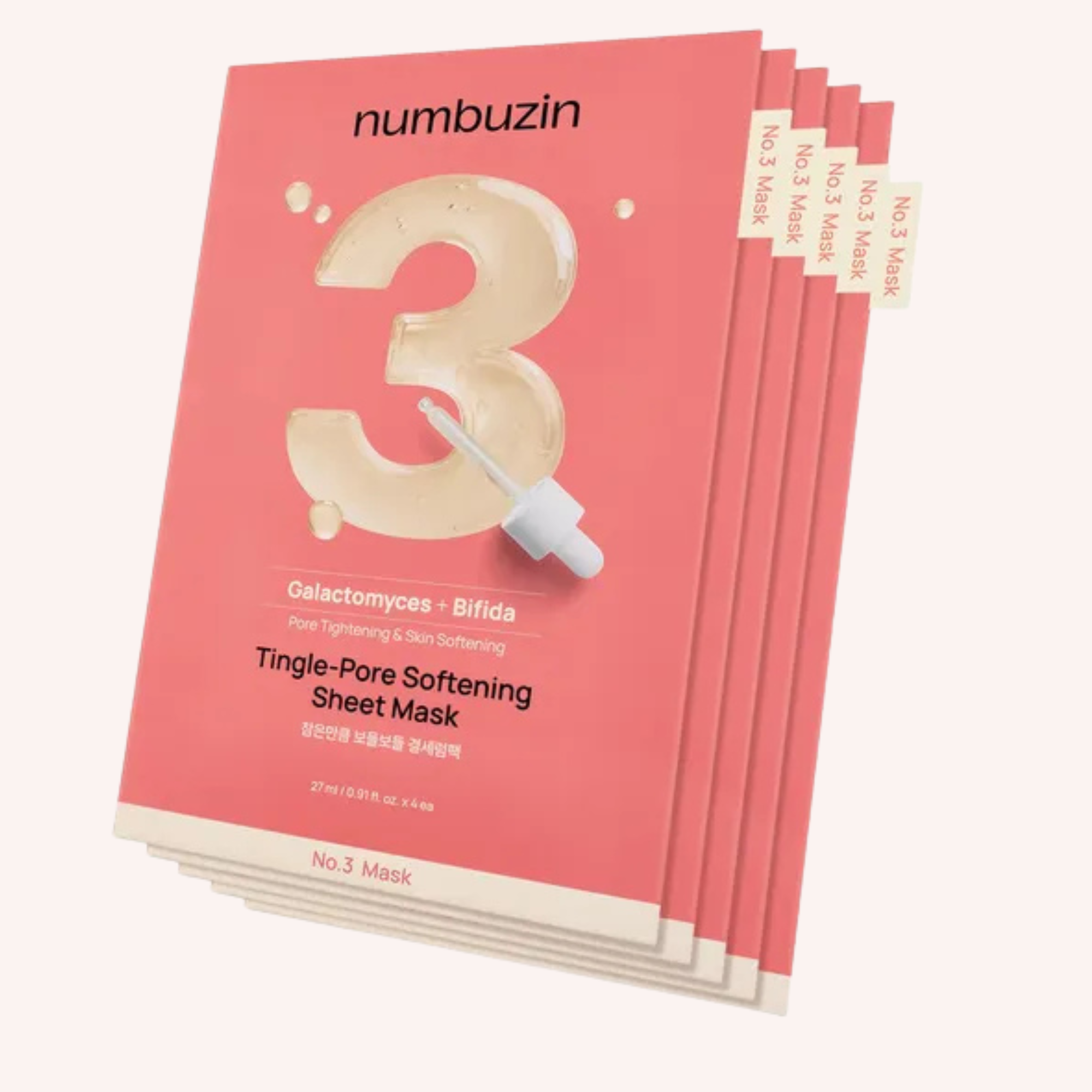 Numbuzin No.3 Tingle Pore Softening Sheet Mask 27ml x 5 sheets | Pore-Tightening & Skin-Smoothing Care