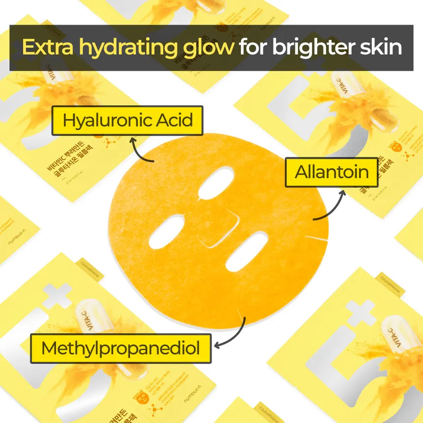 Numbuzin No.5+ Vitamin Spotlight Sheet Mask 27ml x 5 sheets – Radiant Glow