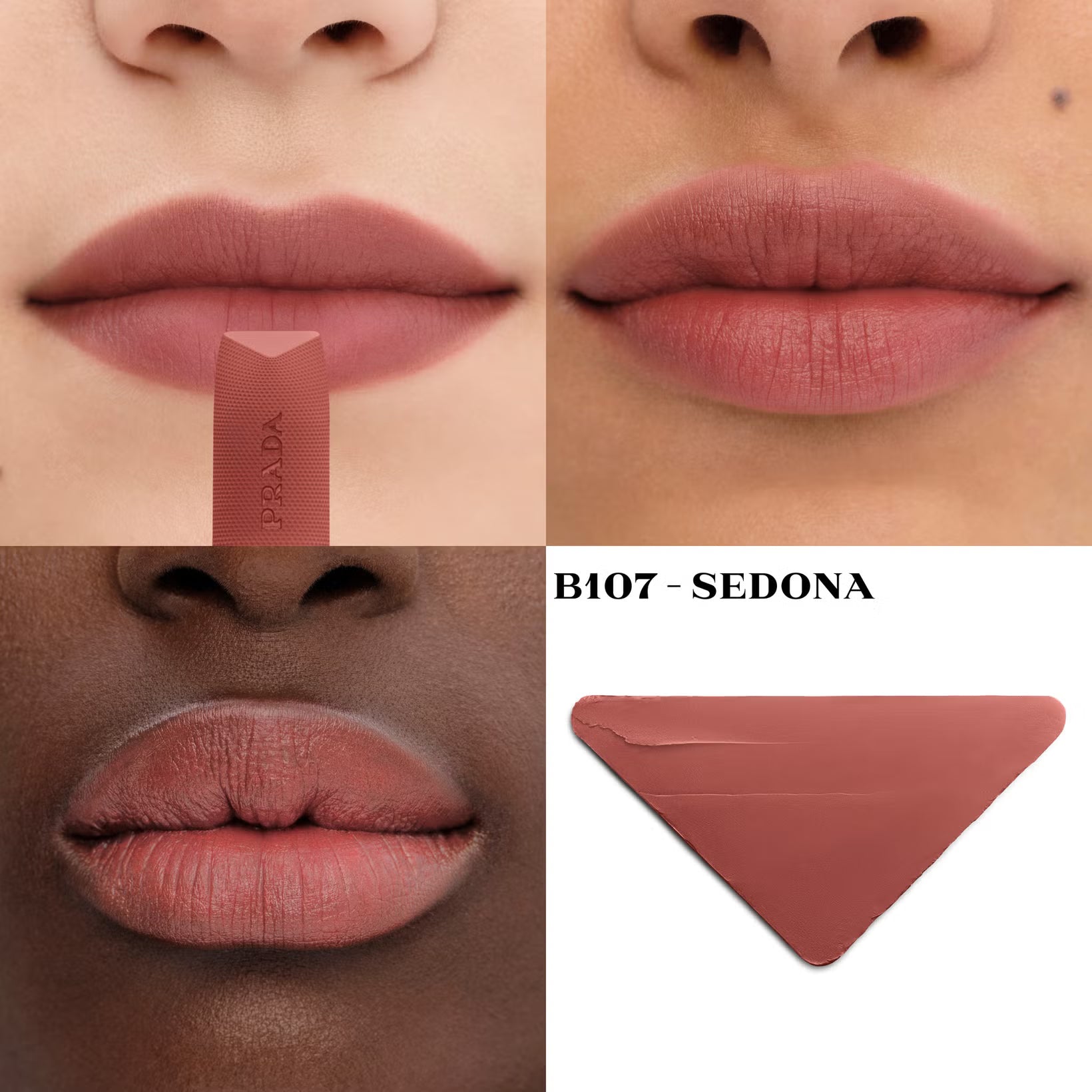 Prada Monochrome Soft Matte Lipstick nudes B107 Sedona 3.8g