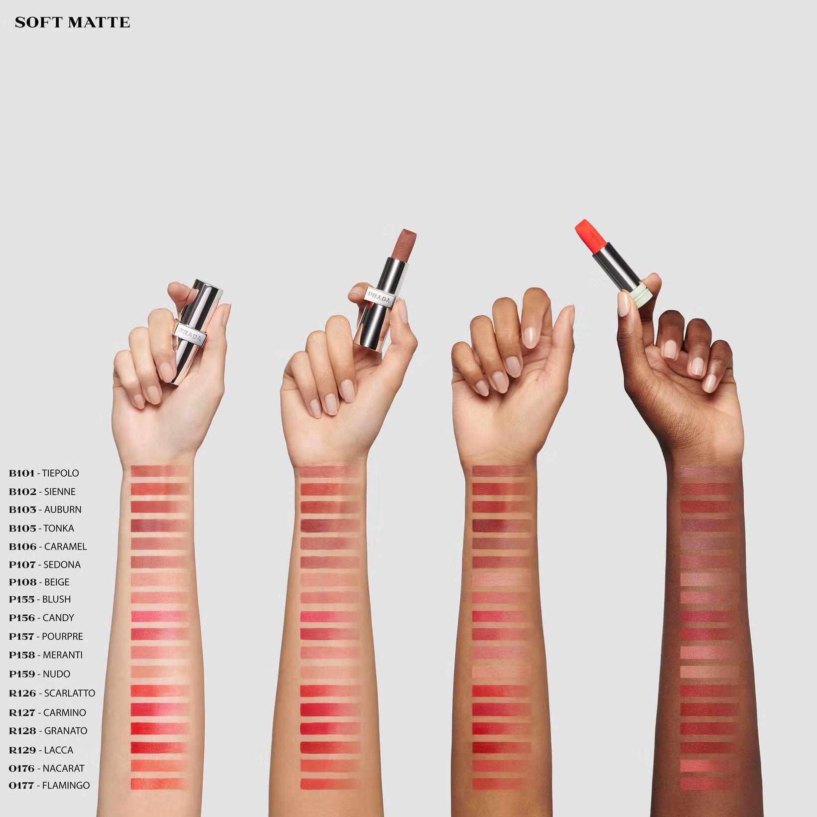 Prada Monochrome Soft Matte Lipstick nudes B107 Sedona 3.8g