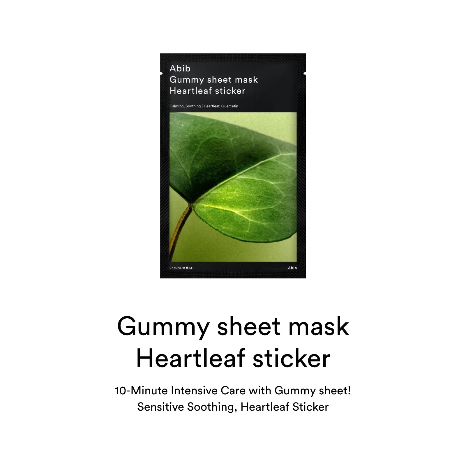 Abib Gummy Sheet Mask Heartleaf Sticker – Soothing Care for Sensitive Skin – 27ml x 10 sheets
