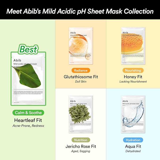 Abib Mild Acidic pH Sheet Mask Heartleaf Fit 30ml x 10 sheets