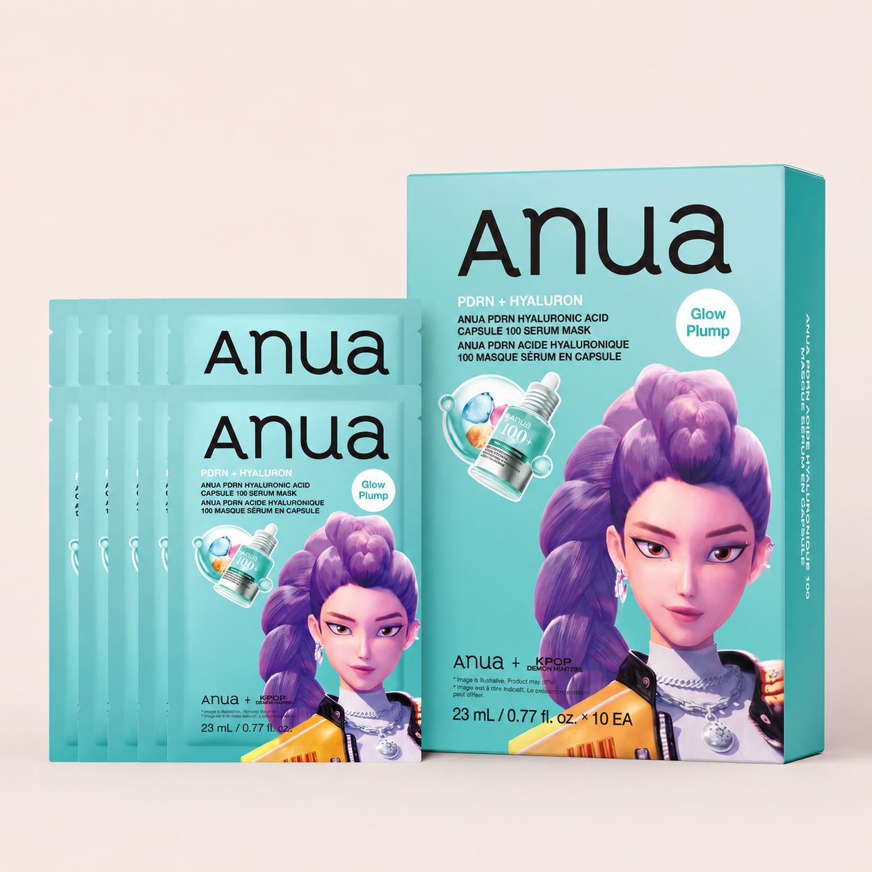 Anua KPop Demon Hunters PDRN Hyaluronic Acid Capsule 100 Serum Mask (10PCS)