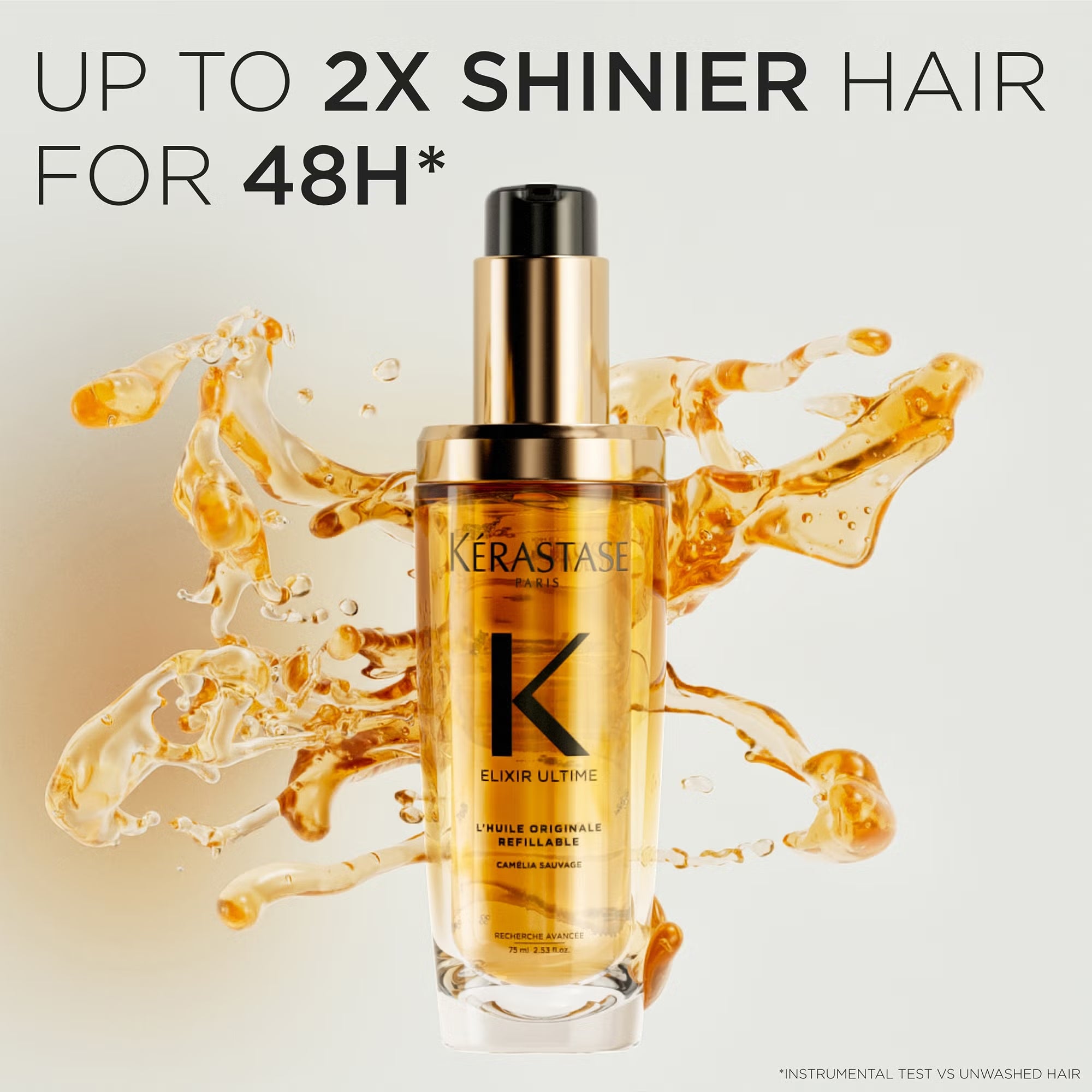 Kérastase Elixir Ultime Hair Oil L'Huile Originale Refillable, for All Hair Types with Argan Oil & Heat Protection 75ml+75ml