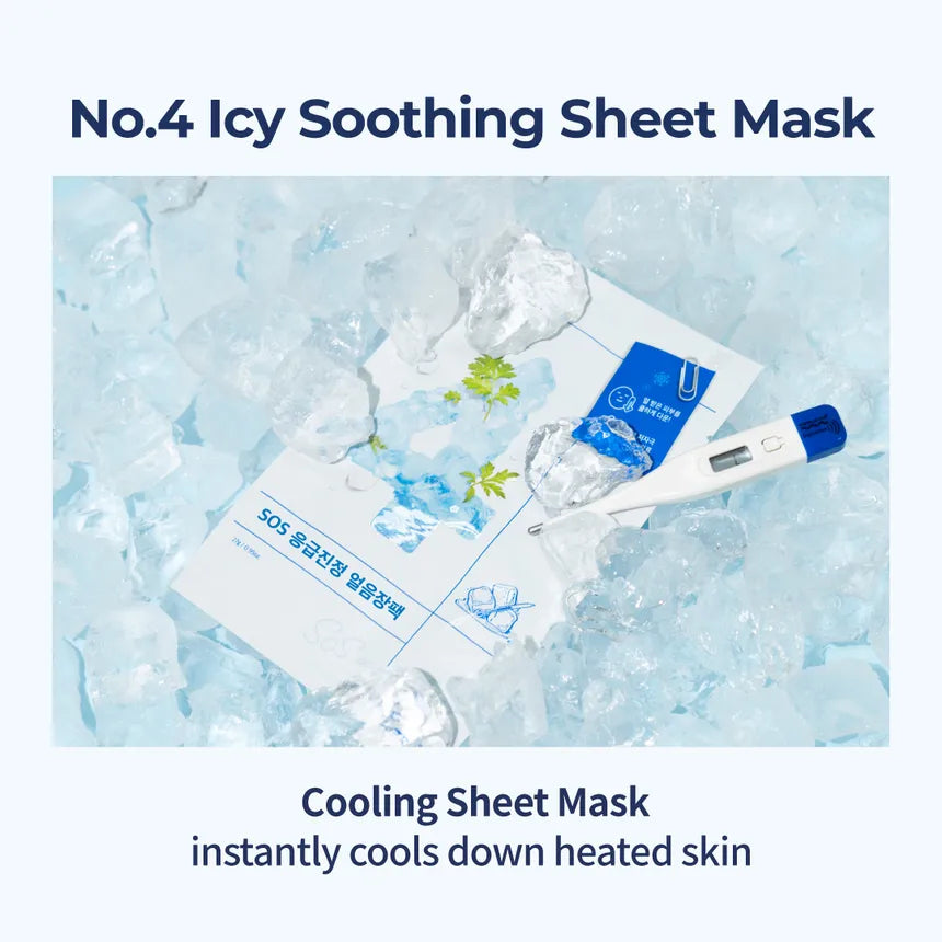 Numbuzin No.4 SOS Icy Soothing Sheet Mask – 27ml x 5 sheets | Cooling Relief for Red, Overheated Skin
