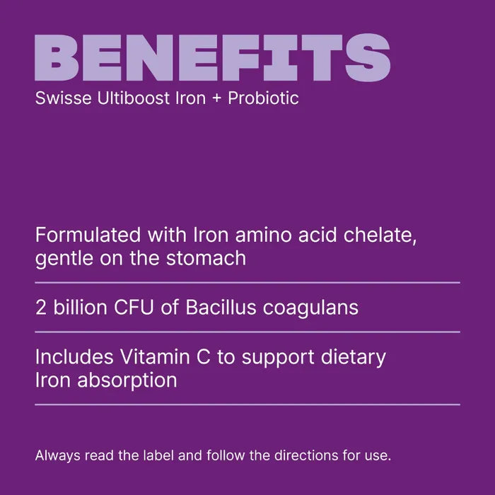 Swisse Ultiboost Iron + Probiotic 30 tablets Helps balance digestion | Targets stubborn weight