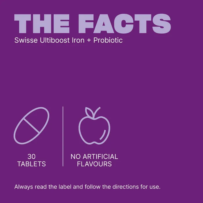 Swisse Ultiboost Iron + Probiotic 30 tablets Helps balance digestion | Targets stubborn weight
