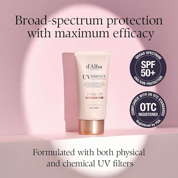 d'Alba UV Essence Waterfull Tone-Up Pink Correcting Sunscreen SPF 50+ 50ml